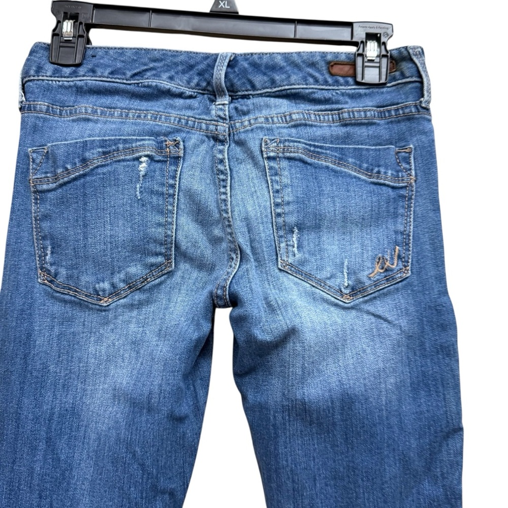 Express Blue Denim Distressed Skinny Jeans GUC Sz 0 Short - Picture 5 of 7
